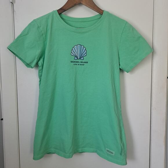 Life is Good Sanibel Island Green Tee Women's Small Short Sleeve Shells - Picture 1 of 7